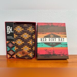 RED DIRT HAT CO NIB NWT Genuine Leather Trifold Southwest Aztec Logo Mens Wallet